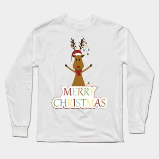 Happy and Merry Christmas reindeer Long Sleeve T-Shirt